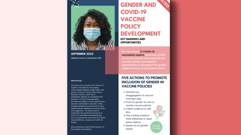 New Policy brief: Gender and COVID-19 Vaccine Policy Development